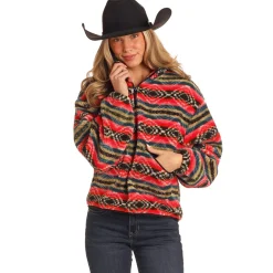 Rock & Roll Denim Aztec Sherpa Pullover