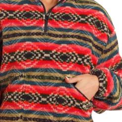 Rock & Roll Denim Aztec Sherpa Pullover