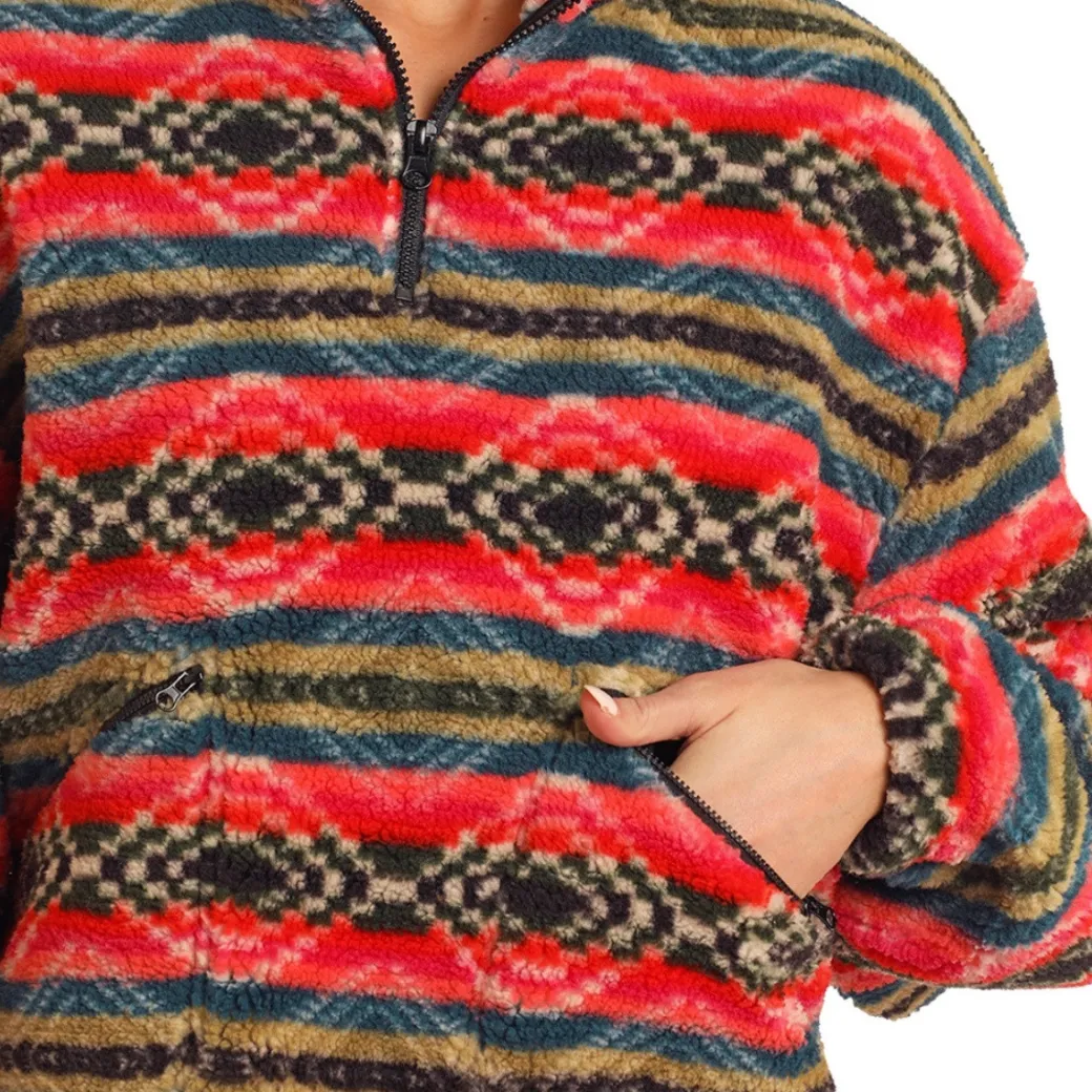 Rock & Roll Denim Aztec Sherpa Pullover