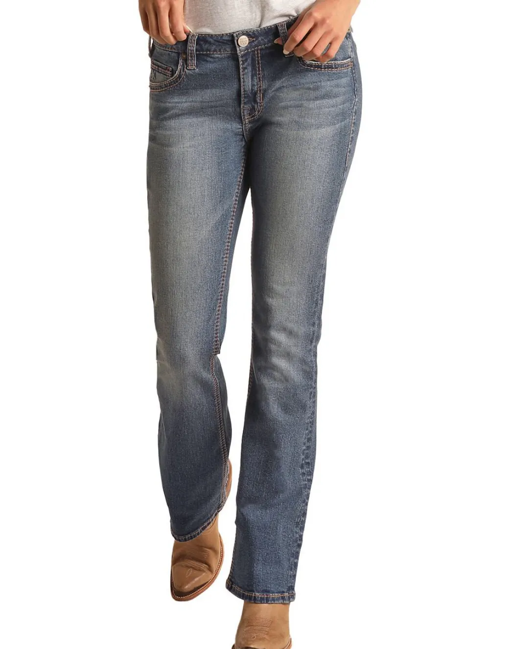 Rock & Roll Denim Hooey Mid Rise Jeans