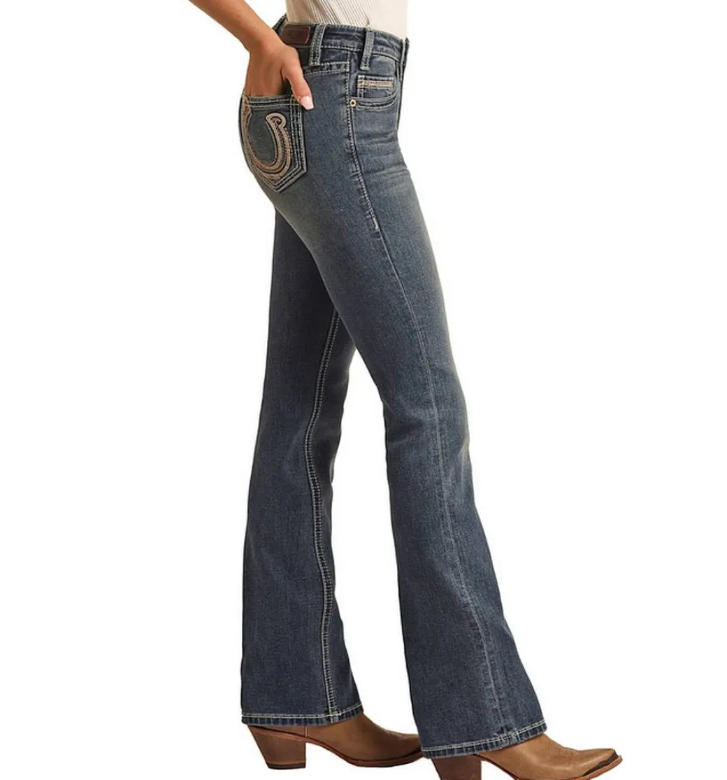 Rock & Roll Denim Horseshoe Embroidery Jeans