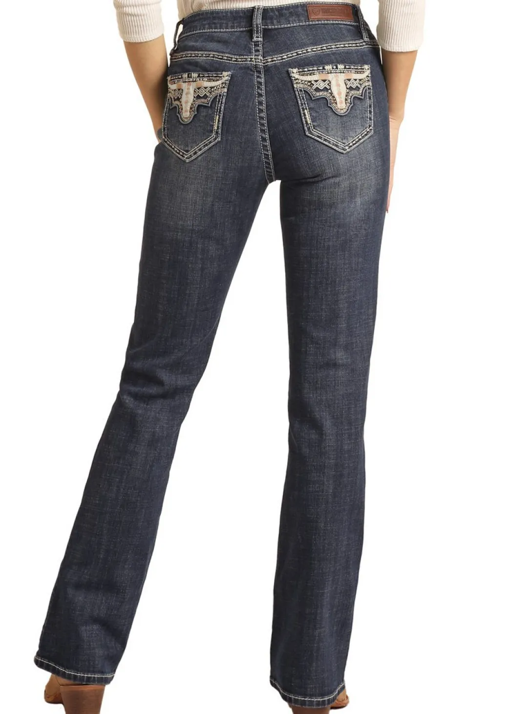 Rock & Roll Denim Longhorn Pocket Bootcut Jeans