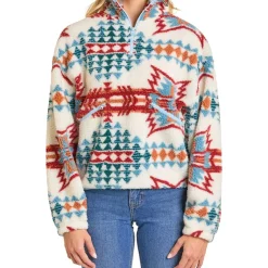 Rock & Roll Denim Sherpa Aztec Print 1/4 Zip