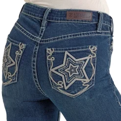 Rock & Roll Denim Star Embroidered Jeans