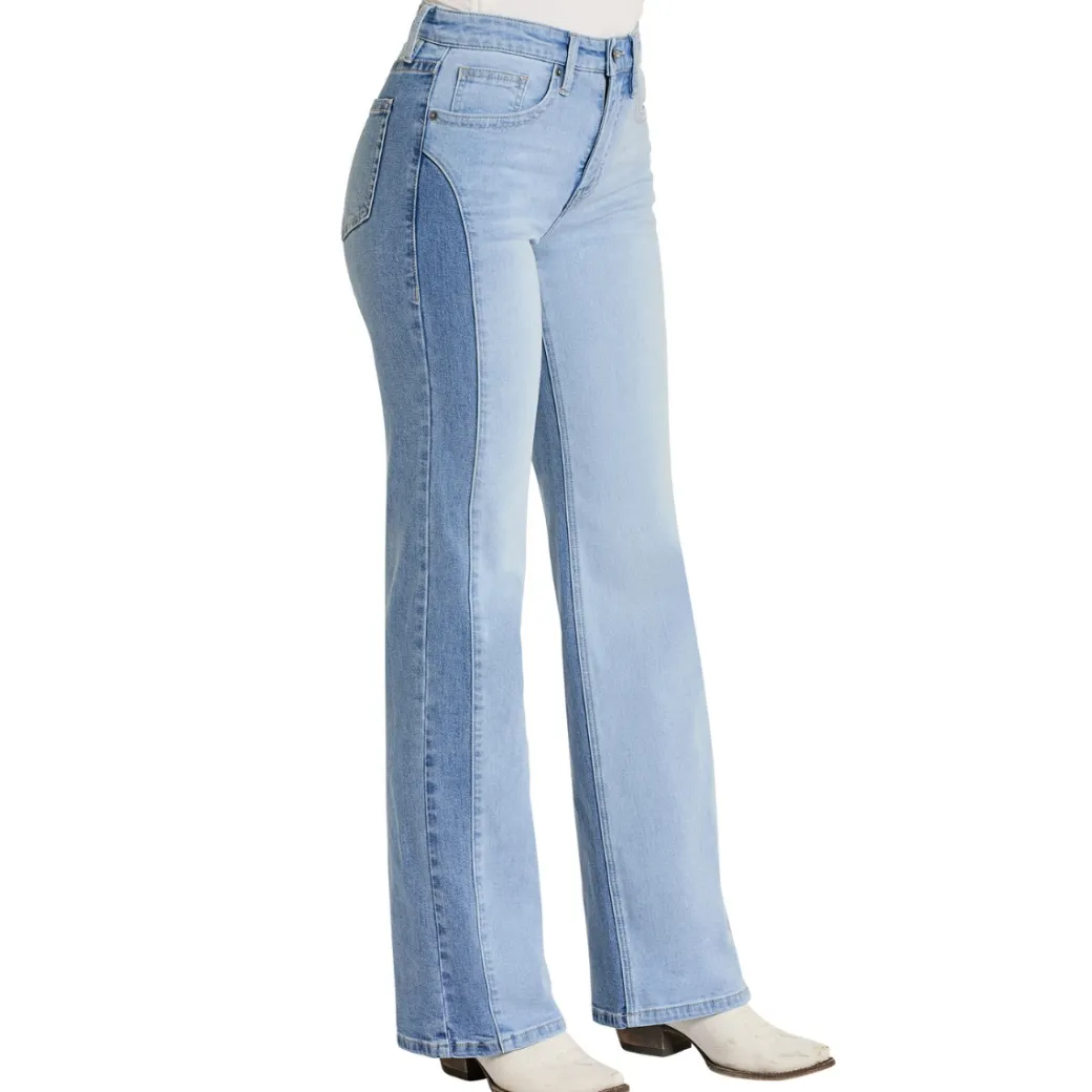 Rock & Roll Denim Two-Tone Denim Wide Leg Jeans