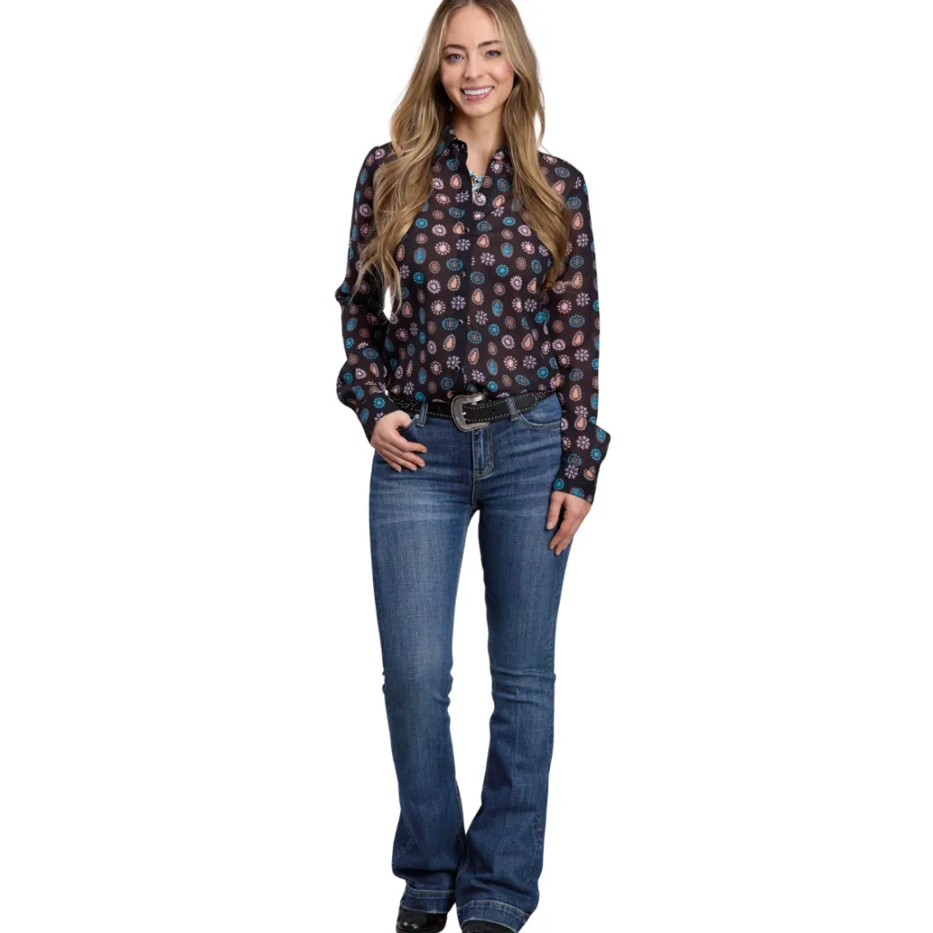 Roper Concho Print Long Sleeve Snap Shirt