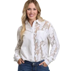 Roper Linen Lace Long Sleeve Top
