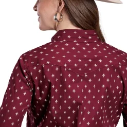 Roper Red Aztec Print Snap Shirt