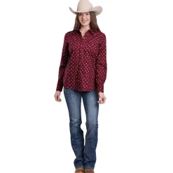 Roper Red Aztec Print Snap Shirt