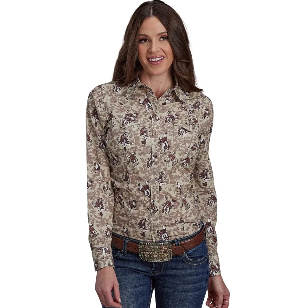 Roper Vintage Cowboy Print LS Snap Shirt