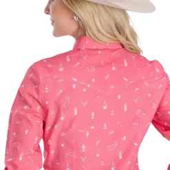 Tin Haul Pink Western Print Snap Shirt