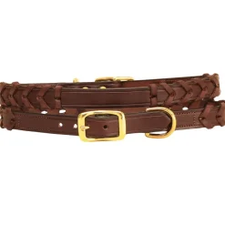 Tory Leather Laced Rein Leather Dog Collar