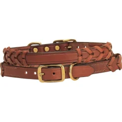 Tory Leather Laced Rein Leather Dog Collar