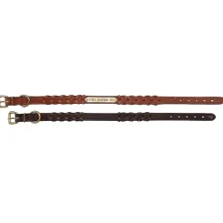 Tory Leather Laced Rein Leather Dog Collar