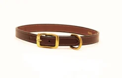 Tory Leather Plain Stitched Leather Dog Collar