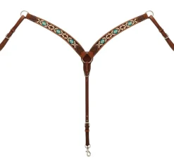 Turquoise Cross Aztec Contoured Breast Collar