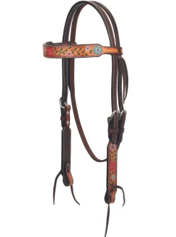 Turquoise Cross Floral Vine Brow Headstall
