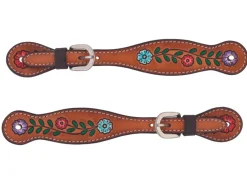 Turquoise Cross Floral Vine Spur Strap Ladies