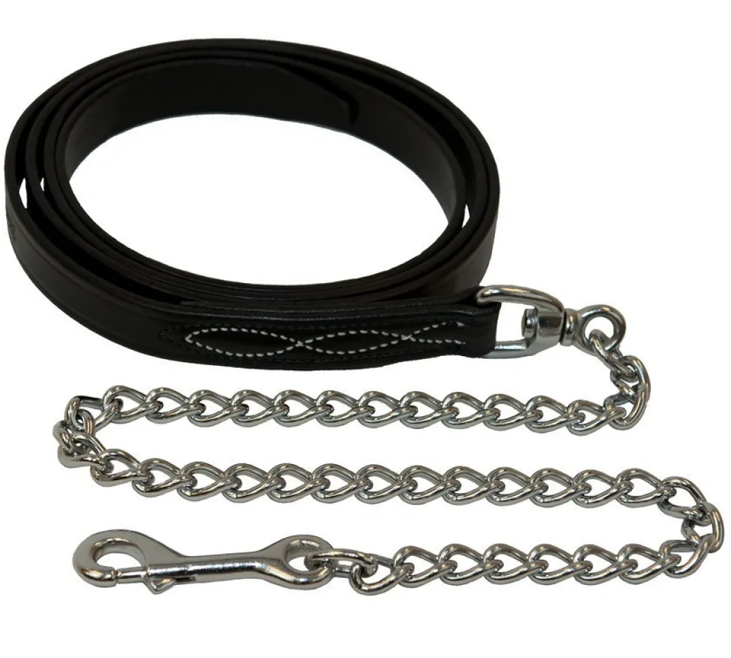 Walsh Fancy Stitch Leather Lead with 30" Chain