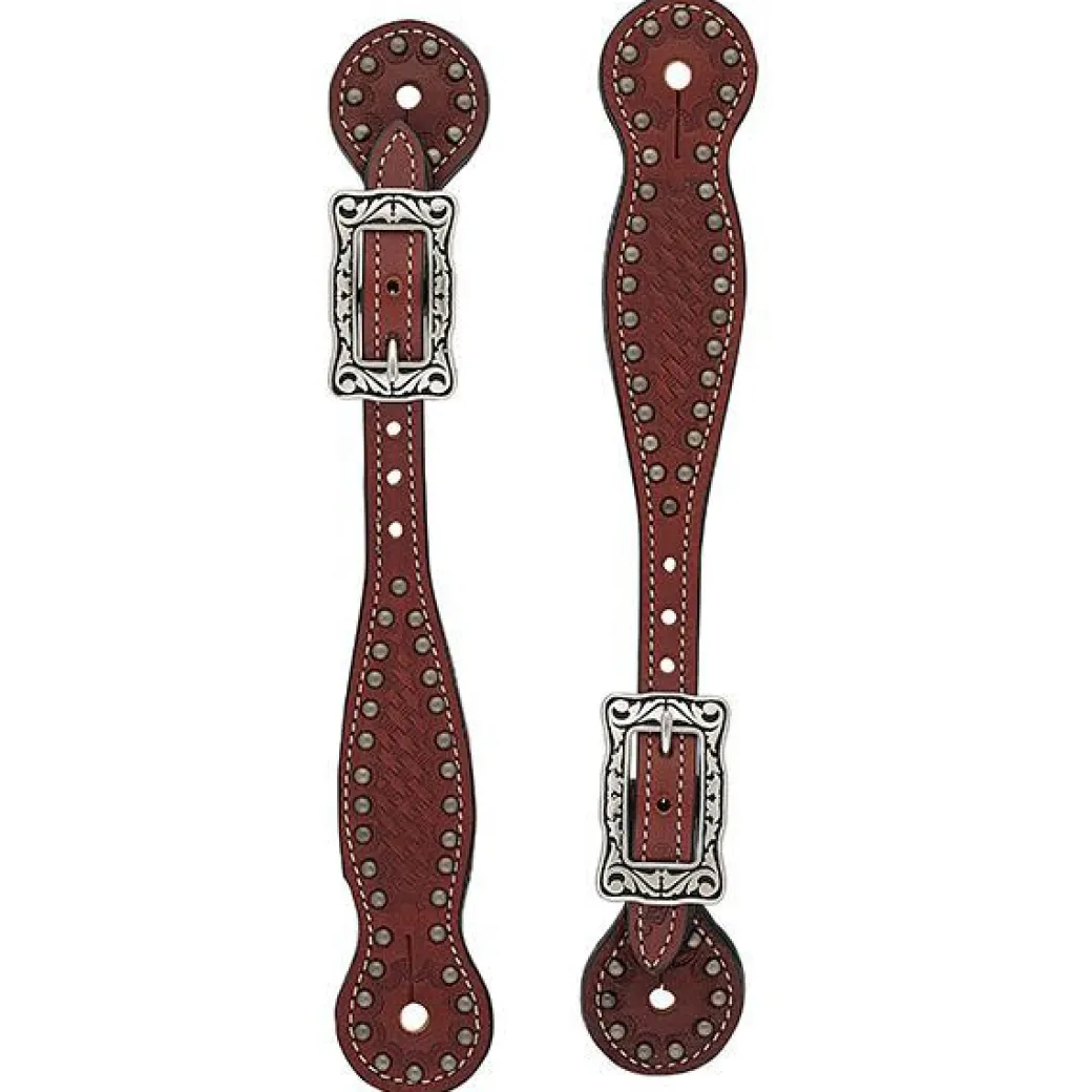 Weaver Basketweave Floral Spot Thin Spur Straps