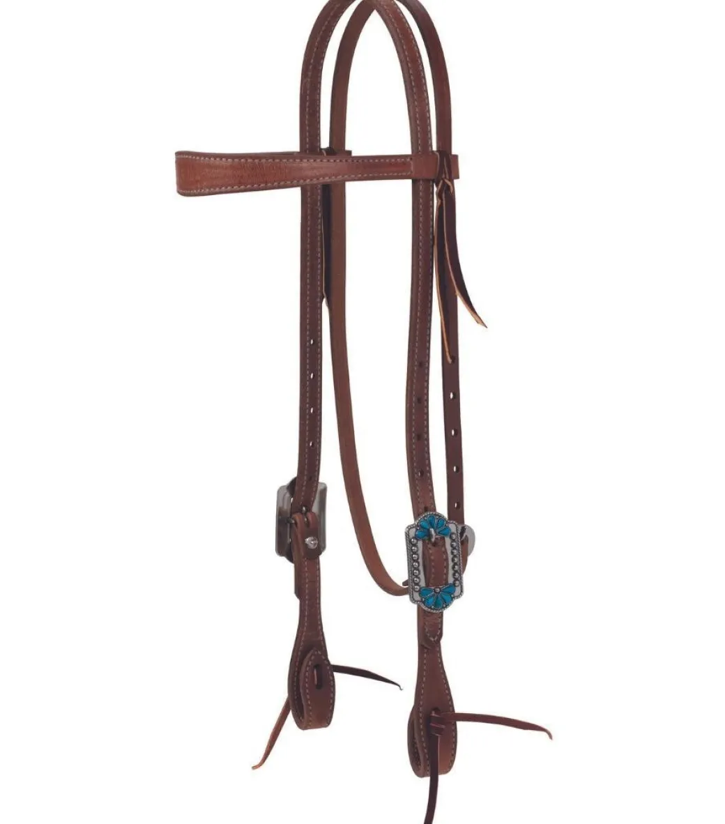 Weaver Turquoise Flower Slim Brow Headstall