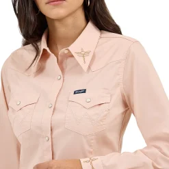 Wrangler Boot Stitch Pink Snap Shirt