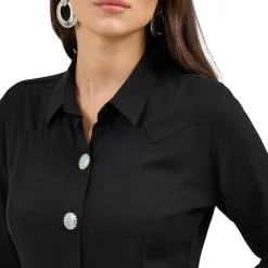 Wrangler Concho Button Black LS Shirt