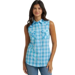 Wrangler Essential Plaid Sleeveless Snap Shirt