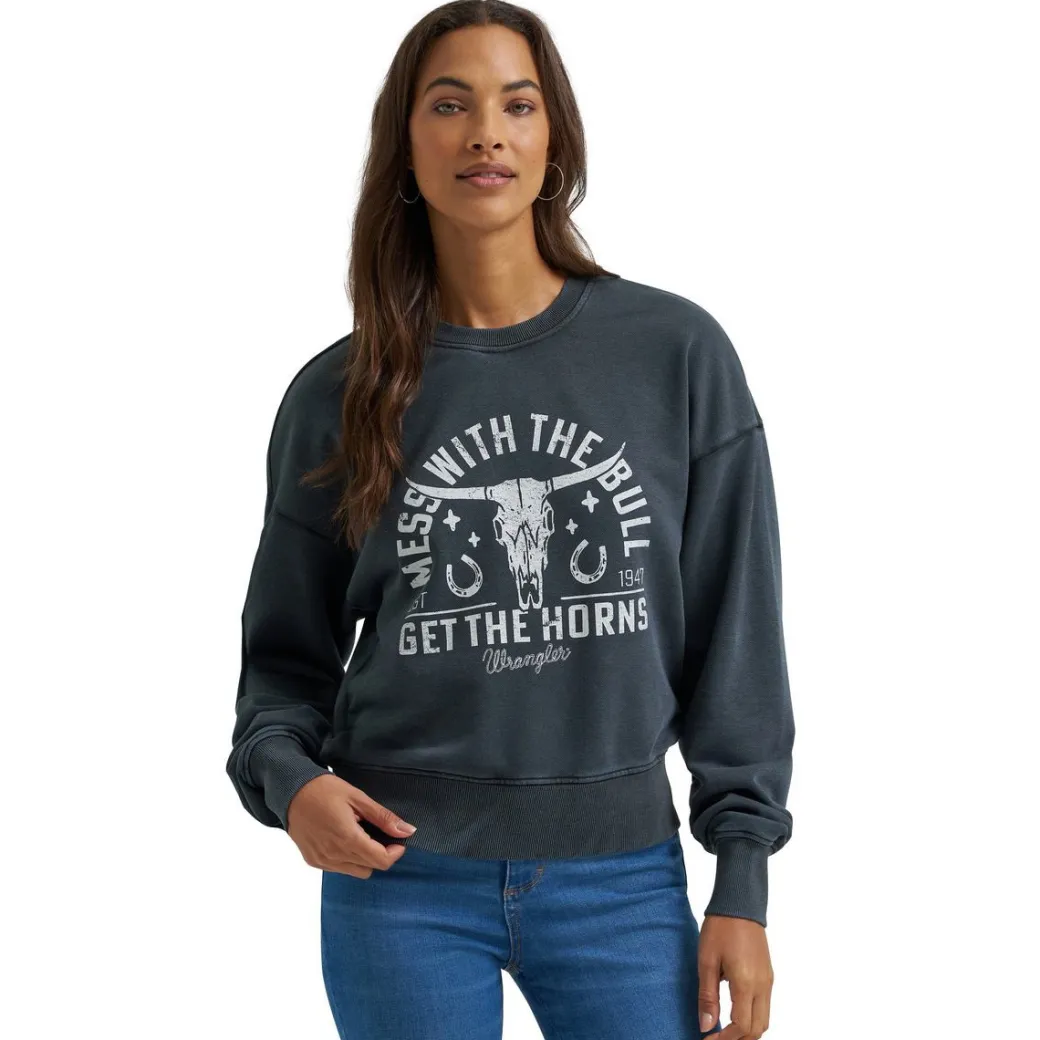 Wrangler Get The Horns Cropped Sweatshirt