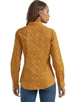 Wrangler Mustard Floral LS Snap Shirt