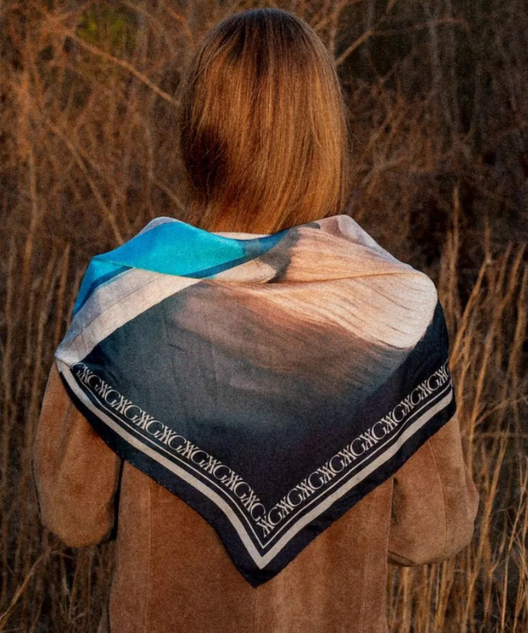 Yagya Printed Horse Silk Scarf